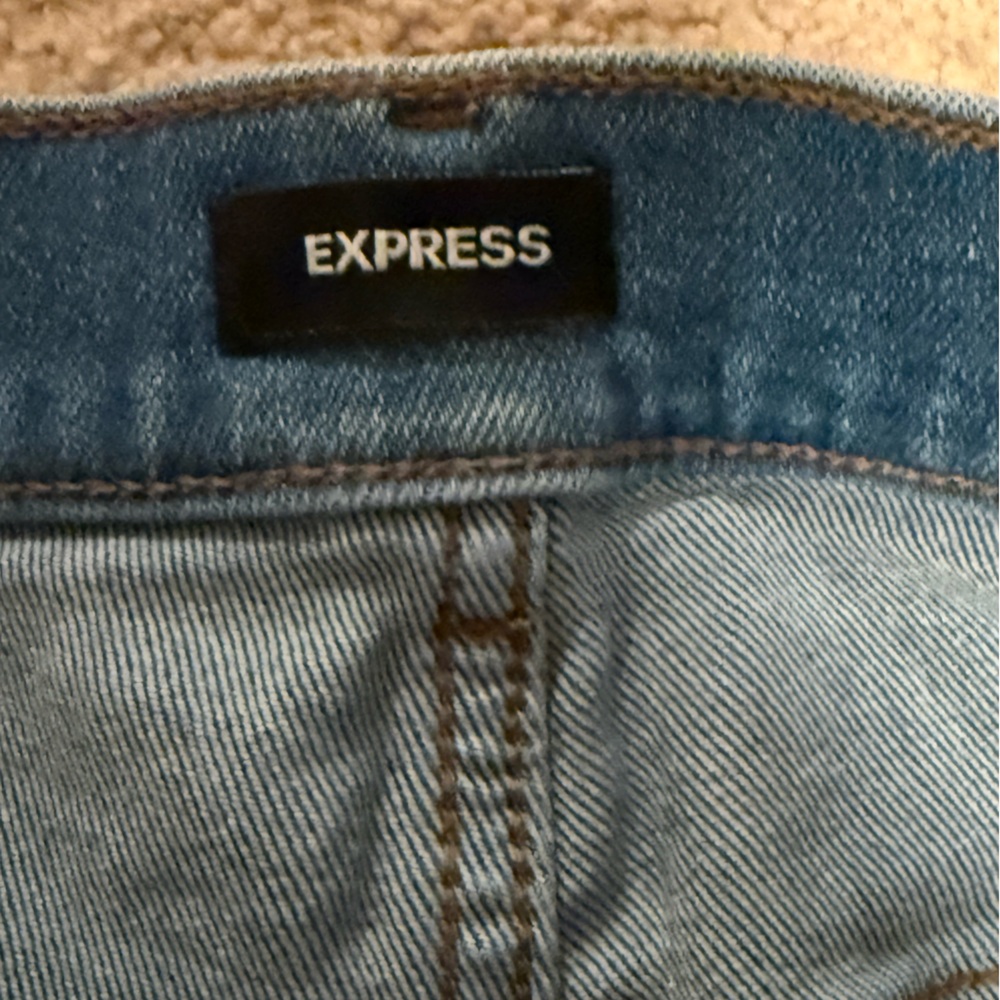 Express High Rise Skinny Jeans Light Wash Raw Hem Women’s Size 12 - Picture 3 of 6